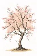 cherry blossom tree with long outstretching  branches with detailed flowers  tattoo design idea