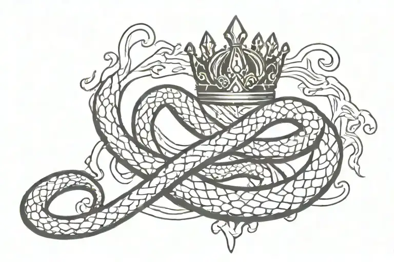the cruel prince themed crown snake and sword tattoo design idea