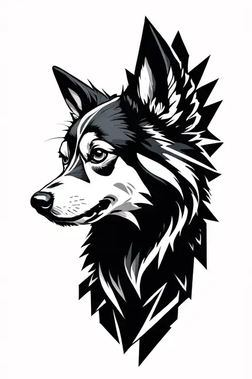 a subtle, connected to soul leaving the body, spitz dog in heaven tattoo design idea
