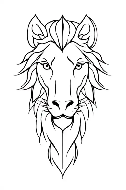 lion and horse head tattoo design idea