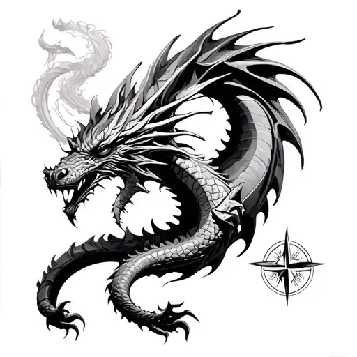 Dragon Compass tattoo design idea