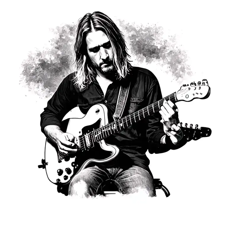 Kurt Cobain playing the Guitar tattoo design idea