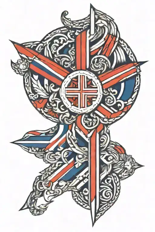 Flag Norway under skin opening tattoo design idea