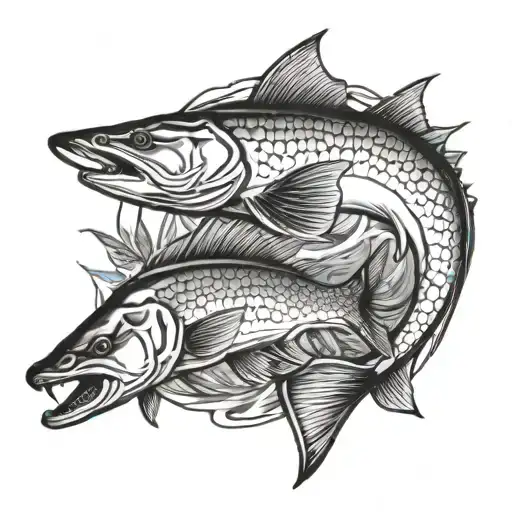 hunting and fishing  tattoo design idea