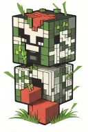minecraft grass block tattoo design idea