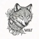 daring quote with wolf  tattoo design idea