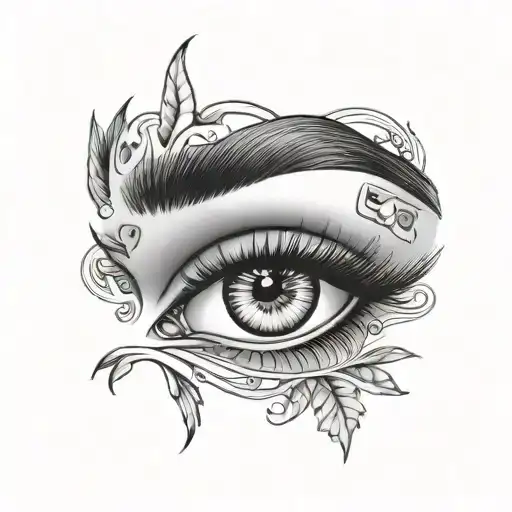 pair of female eyes open with eyebrows tattoo design idea