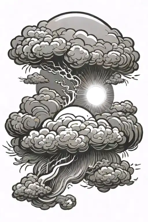 cancer sign, storm cloud with sun coming through clouds,  tattoo design idea