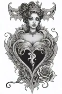 heart tear suffering smile psychopath princess tattoo design idea