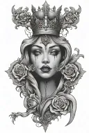 heart tear suffering smile psychopath princess tattoo design idea