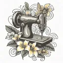 sewing machine hawaii plumeria tattoo design idea