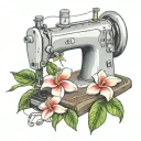 sewing machine hawaii plumeria tattoo design idea