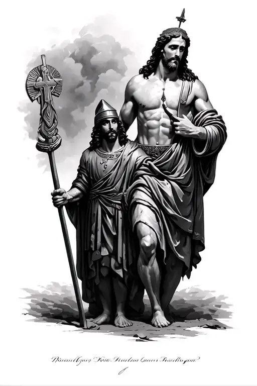 Jesus Christ and Roman soldier tattoo design idea