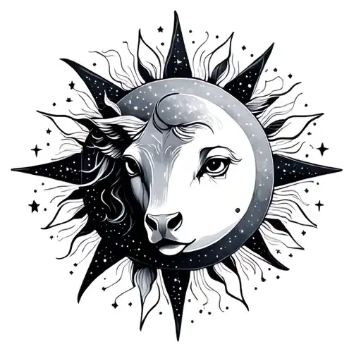 Taurus sun moon stars galaxy tattoo design idea