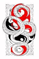 red ink snake around full body  tattoo design idea