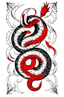 red ink snake around full body  tattoo design idea