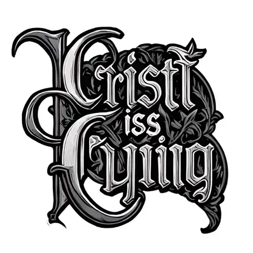 Alpha omega chi Rho with 'Crist is Cyning' in arch form across the top, in Old English font tattoo design idea