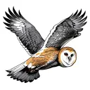 Flying Barn Owl tattoo design idea