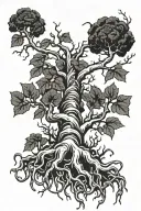 poison tree roots tattoo design idea