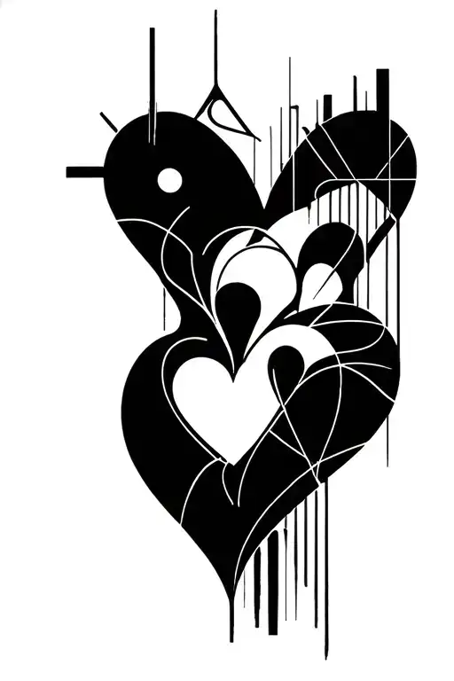 fine line heart tattoo design idea