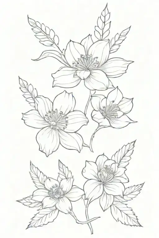 January, July, and September birth flower tattoo design idea