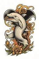 sailor jerry, beluga whale tattoo design idea