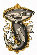 sailor jerry, beluga whale tattoo design idea