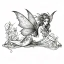 dark fairy nude woman full body tattoo design idea