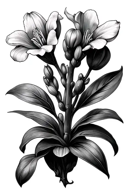 lady slipper and cactus blossom tattoo design idea
