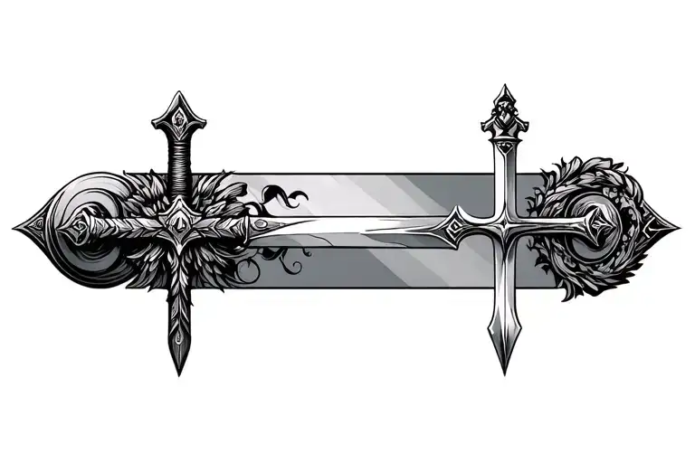 Create a unique tattoo based on the following tattoos: the central point is about Sao Miguel Arcanjo, his sword tattoo design idea