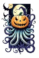 jack o lantern, tentacles, eldritch, deep space tattoo design idea