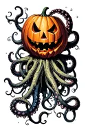 jack o lantern, tentacles, eldritch, deep space tattoo design idea
