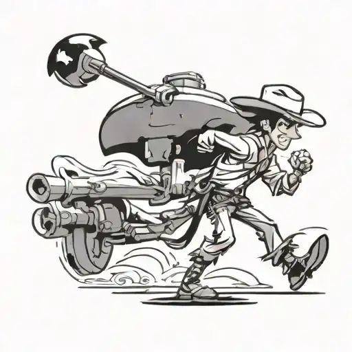lucky luke shooting his own shadow tattoo design idea