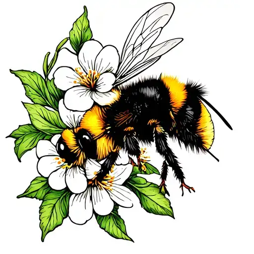 Bumble Bee, jasmine flower, heart tattoo design idea