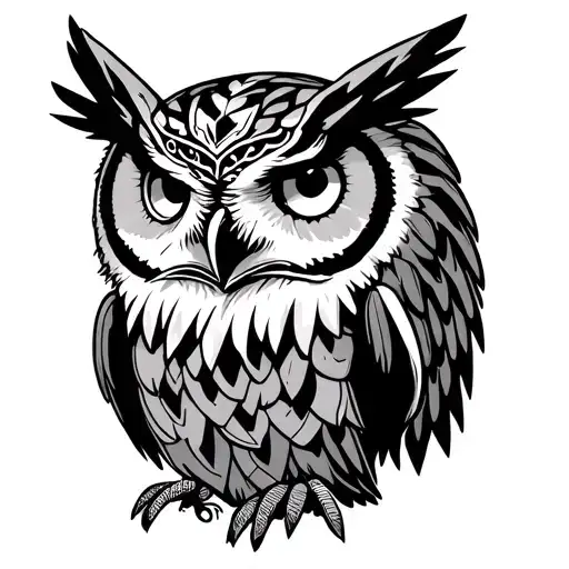 Native American Owl tattoo design idea