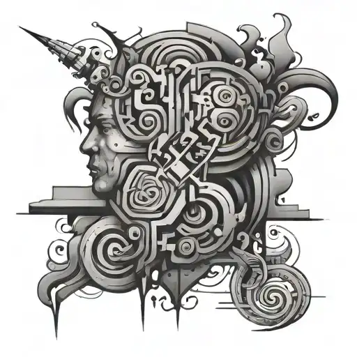 overthinking abstract tattoo design idea