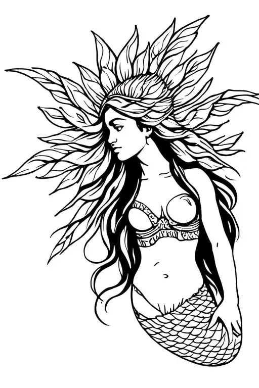 mermaid pocahontas tattoo design idea