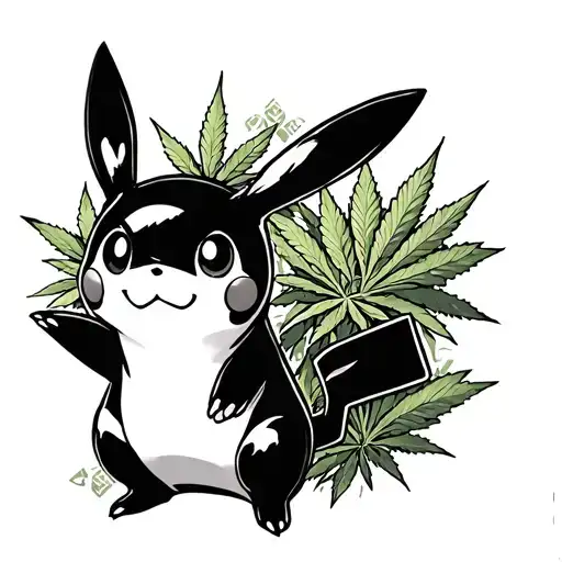Pikachu weed joint tattoo design idea