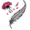 a carnation petal floating down a stream, a feather falling in the air tattoo design idea