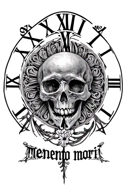 Roman numerals for the year "2002" with the words "memento mori" under them tattoo design idea