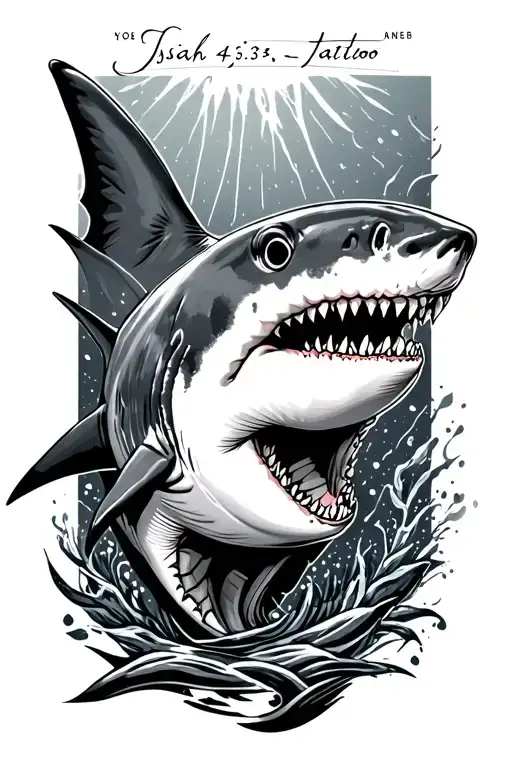 small shark with Isaiah 43:2 tattoo design idea