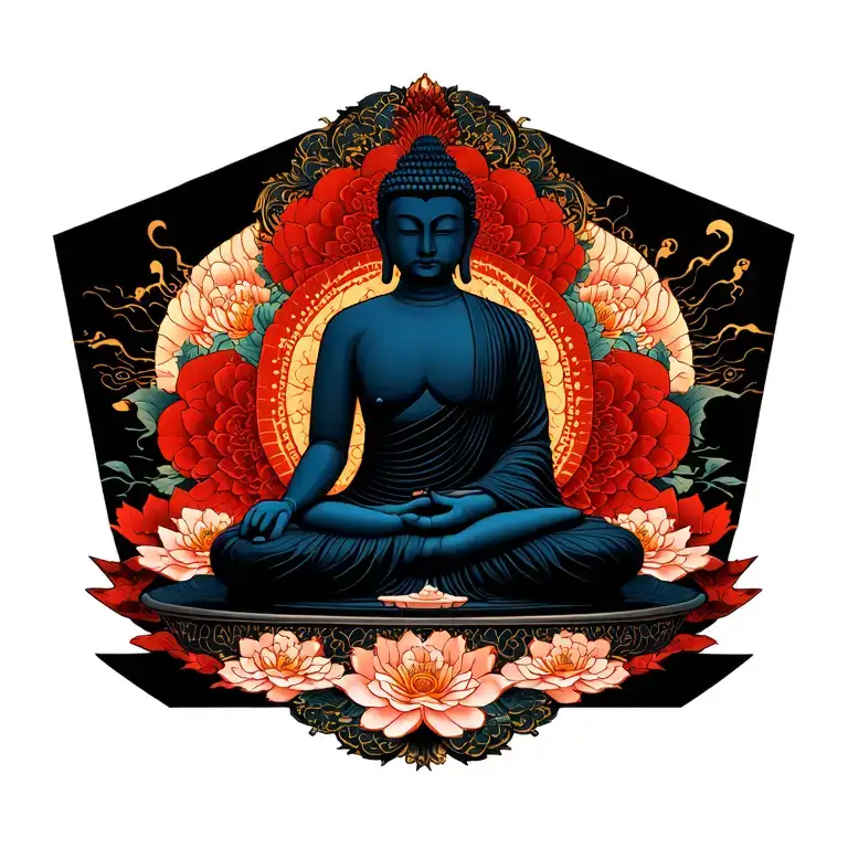 Buddha meditating tattoo design idea