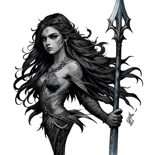 minerva with spear tattoo design idea