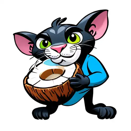 pink panther blue shirt standing sippin coconut tattoo design idea