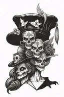 A nurse's hat adorned with theatrical masks, blending the client's occupation and passion for acting tattoo design idea