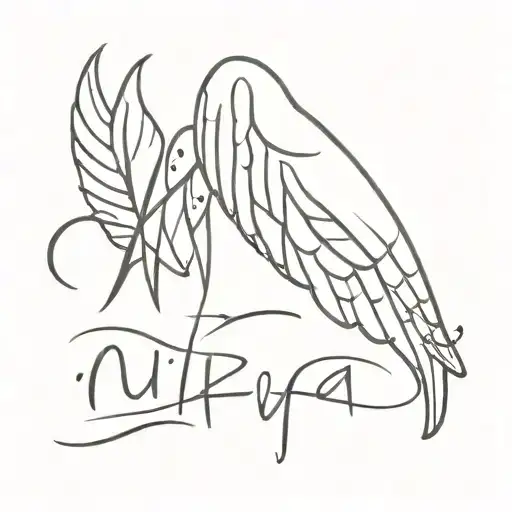word Nirvana with wings simple tattoo tattoo design idea