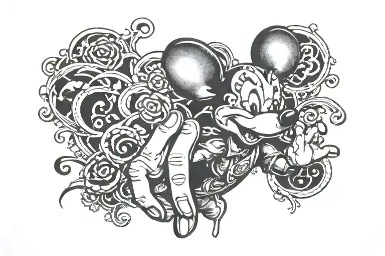 miki mouse shaka hand tattoo design idea