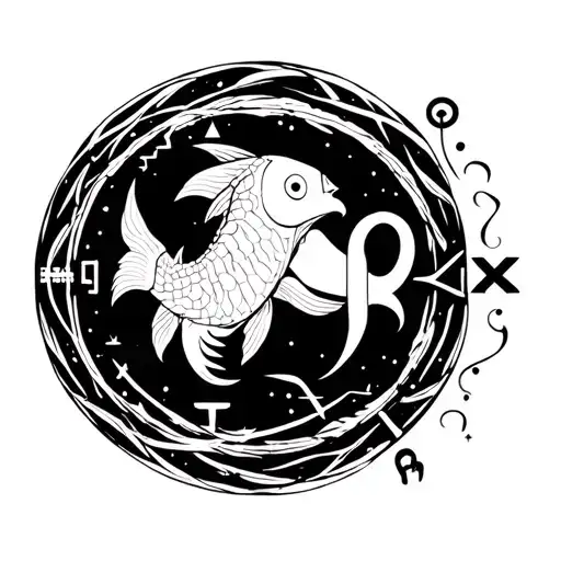 Cancer, pisces, and sagittarius astrology symbols representing tattoo design idea