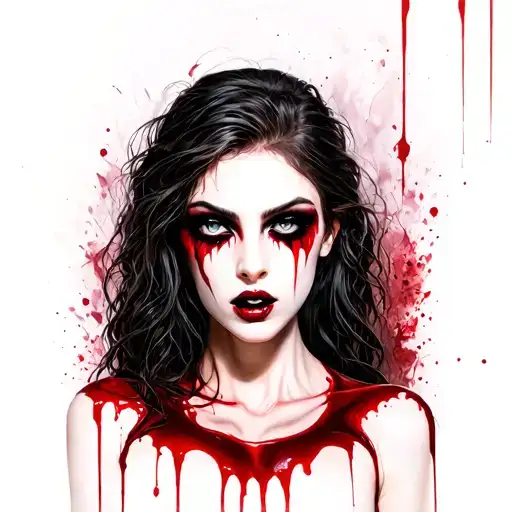 sexy vampire bloody women full body  tattoo design idea