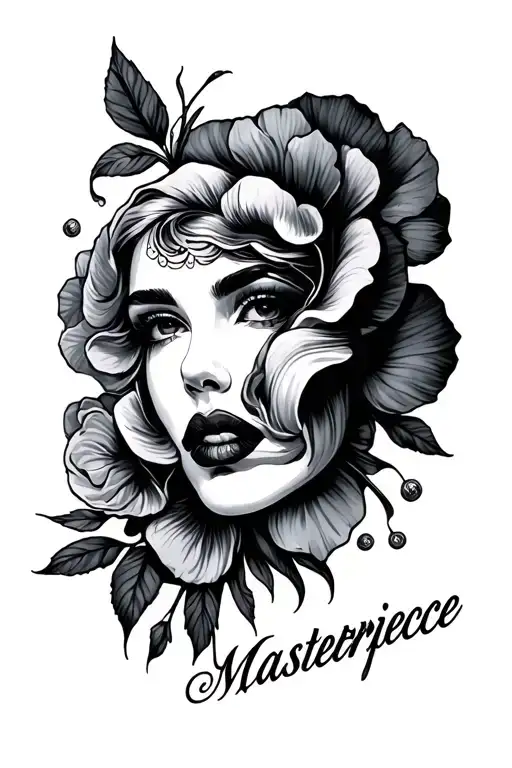 art canvas with "Masterpiece" written next to the bottom tattoo design idea
